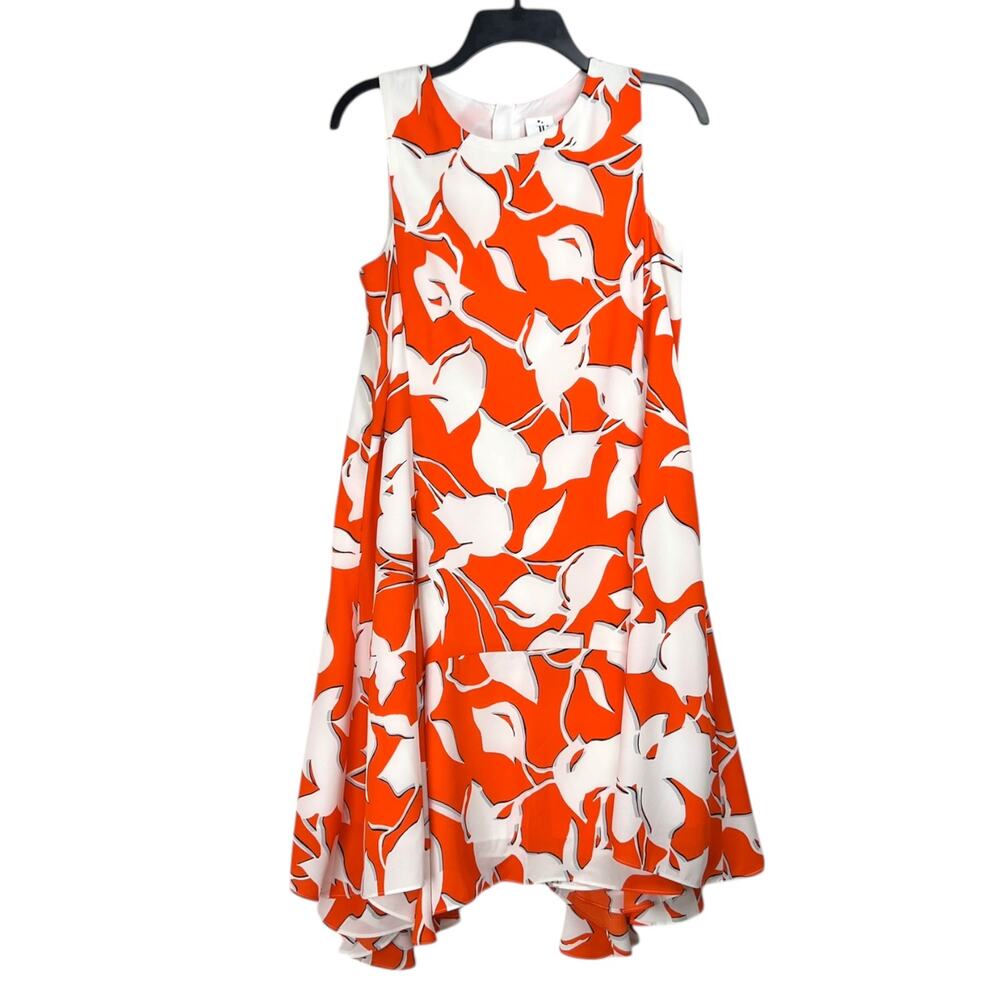 Julia Jordan Woman's Size 8 Orange Sleeveless Trapeze Dress Handkerchief Hem
